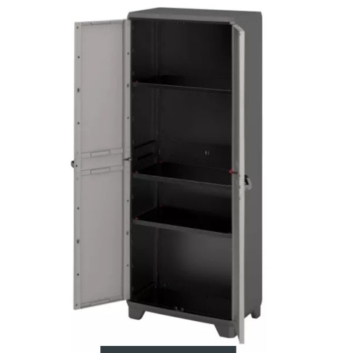 Wysoka 177cm szafa garażowa SKY szara mocny plastik dwudrzwiowa