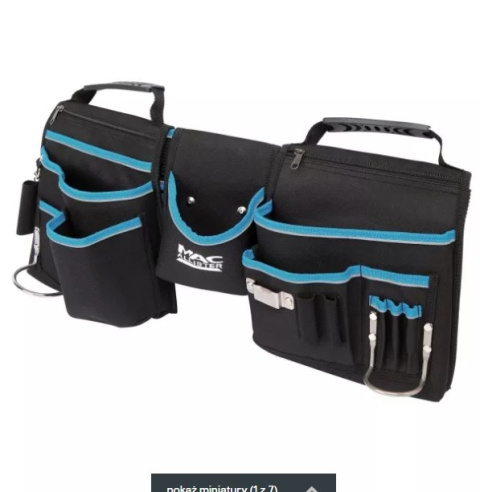 Organizer majsterkowicza 13 kieszeni 25x27 cm pasek 126 cm