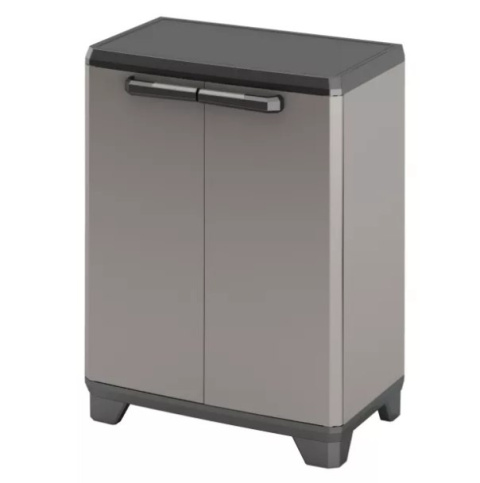 Niska 90cm szafka garażowa TELL szara mocny plastik dwudrzwiowa