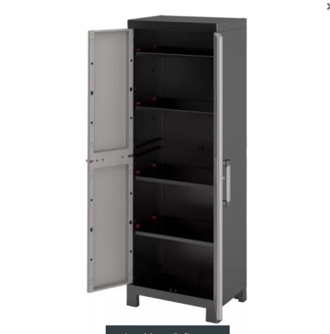 Wysoka 182cm szafa garażowa HEAVEN szara mocny plastik dwudrzwiowa