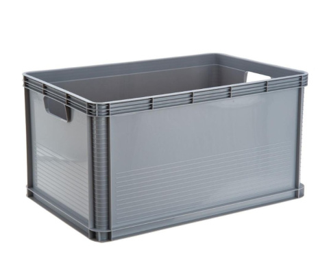 Pojemnik plastikowy 64L skrzynka uchwyty GREY trwała