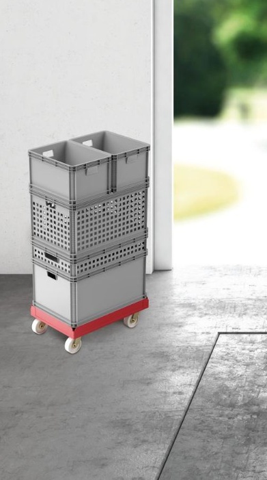 Pojemnik plastikowy 64L skrzynka uchwyty GREY ażur