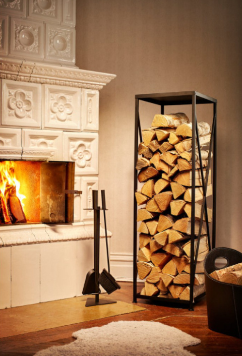 Metalowy regał drewno kominkowe skręcany 111cm wysoki