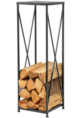 Stojak drewno kominek stalowy salon stalowy czarny
