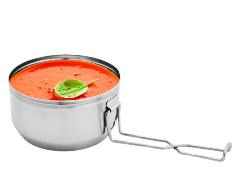 Naczynia biwakowe garnek z uchwytem i miska chrom