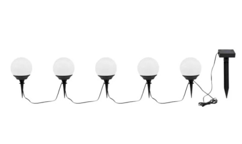 Lampa solarna 5szt kule białe śr 9cm LED IP44 słoneczna