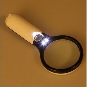 RĘCZNA LUPA CZYTANIA JUBILERSKA LED 45x 3x 75mm
