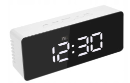 Zegar budzik z termometrem +lusterko 4w1