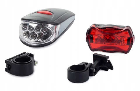 Zestaw lamp rowerowych LED przód tył 3xAA lampki rower 5W