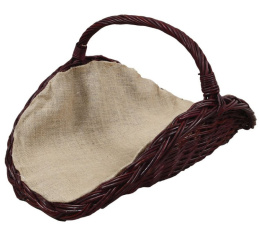 Kosz drewno wiklinowy przciemniony z lnianą wyściółką