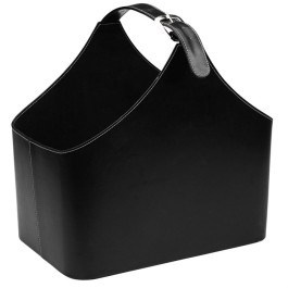 Kosz drewno BLACK EKO eko skóra kominek