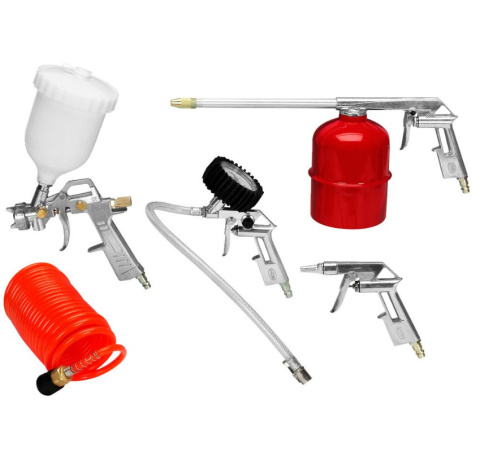 ZESTAW LAKIERNIKA 4 pistolety wąż 5 metrów zestaw pneumatyczny 