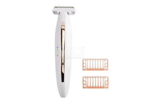 Depilator biało złoty USB AKU do ciała 3 końcówki