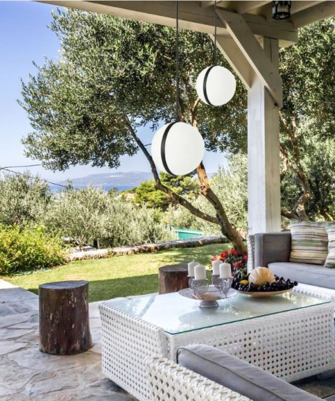 Lampa wisząca ogrodowa Sphere IP44 black kula czarna