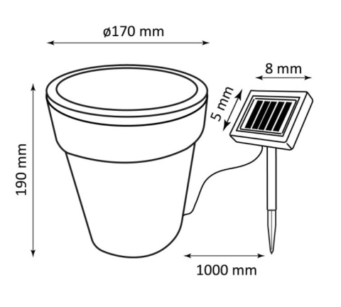 Lampa solarna Vazze czujnik zmierzchu świeci 8h biała
