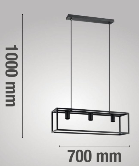 Lampa wisząca Elbrus 3 czarny metal sześciany