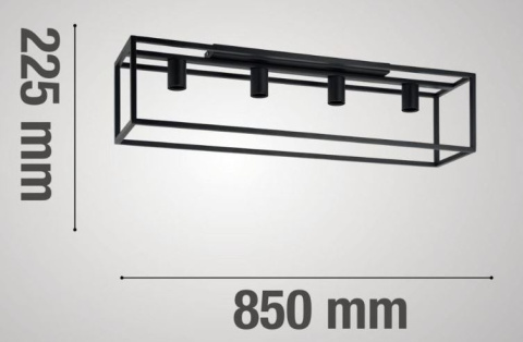 Lampa plafon Elbrus 4 czarny metal sześciany