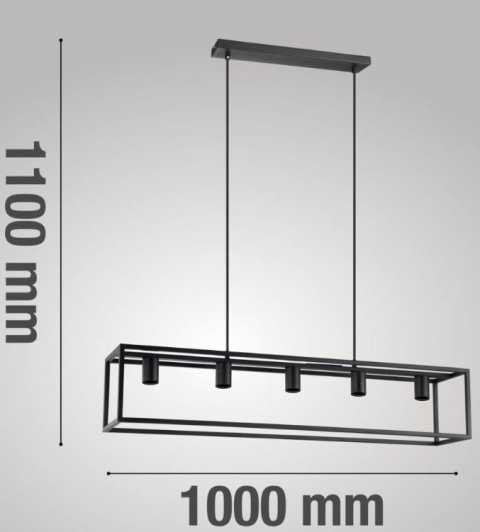 Lampa wisząca Elbrus 5 czarny metal sześciany