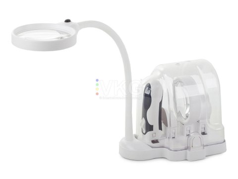 LUPA BIURKOWA RĘCZNA 2w1 WYMIENNE SOCZEWKI 6 LED