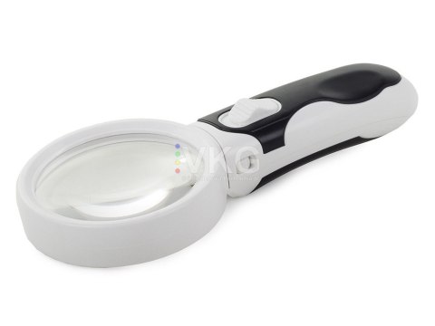LUPA BIURKOWA RĘCZNA 2w1 WYMIENNE SOCZEWKI 6 LED