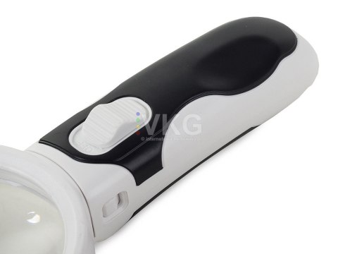 LUPA BIURKOWA RĘCZNA 2w1 WYMIENNE SOCZEWKI 6 LED