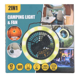 WENTYLATOR LAMPA LED 3 xAA czarny klips camping średnica 