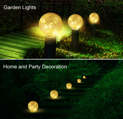 Oświetlenie słoneczne LED kula szklana 12,5cm szer solar