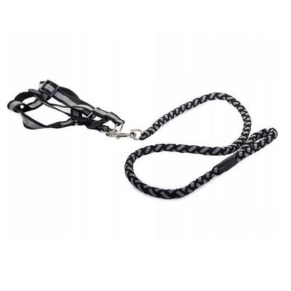 SZELKI PSA KOTA SMYCZ ODBLASKOWA Q15 KOLOR CZARNY  