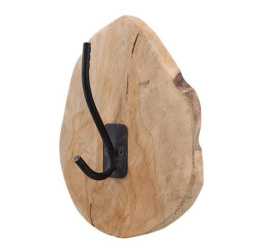 Wieszak drewno plaster teak czarny uchwyt 20cm naturalny kształt 