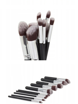 PĘDZLE DO MAKIJAŻU PROFESJONALNE KOMPLET ZESTAW 10
