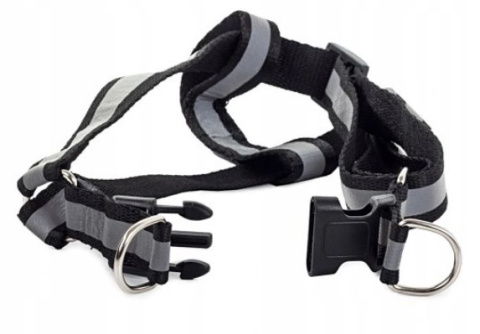 SZELKI PSA KOTA SMYCZ ODBLASKOWA Q15 KOLOR CZARNY  