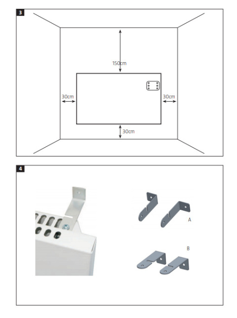 Grzejnik elektryczny ścienny biały 400W termostat pilot