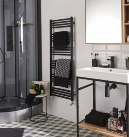 Grzejnik łazienkowy HALFA1 czarny 128x45cm