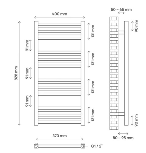 Grzejnik łazienkowy biały LOYA czarny 80 x 43 cm