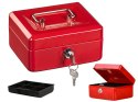 Kaseta metalowa sejf na pieniądze na klucz czerwona