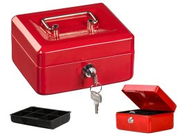 Kaseta metalowa sejf na pieniądze na klucz czerwona