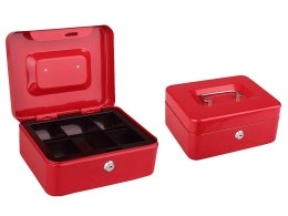 Kaseta metalowa sejf na pieniądze na klucz czerwona