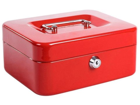 Kaseta metalowa sejf na pieniądze na klucz czerwona