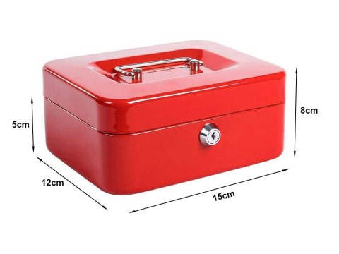 Kaseta metalowa sejf na pieniądze na klucz czerwona