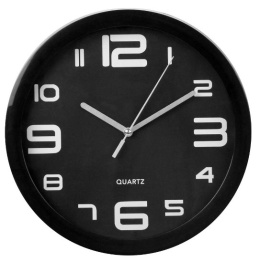 Zegar ścienny TAE czarny baterie 22cm metalowe wskazówki