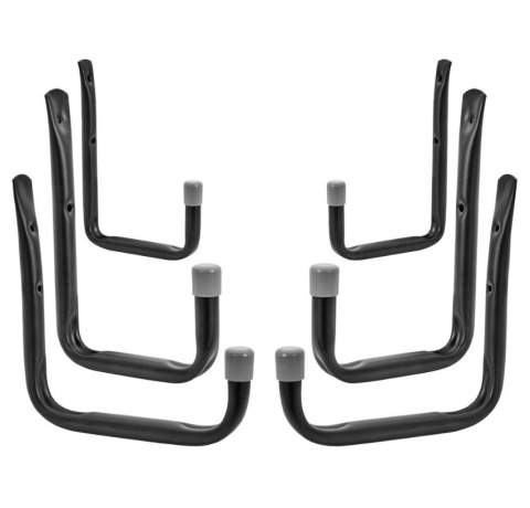 Zestaw 6 wieszaków garażowych czarne każdy do 35kg