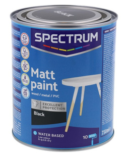 Lakier akrylowy czarna 0,75L BLACK PREMIUM wodna mat