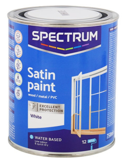 Lakier akrylowy biała 0,75L White satin wodna połysk