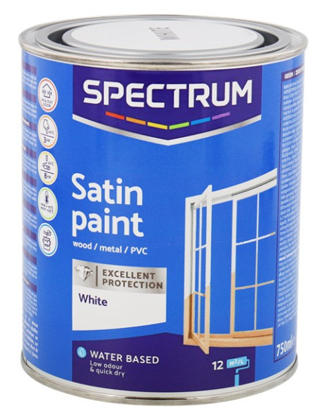 Lakier akrylowy biała 0,75L White satin wodna połysk