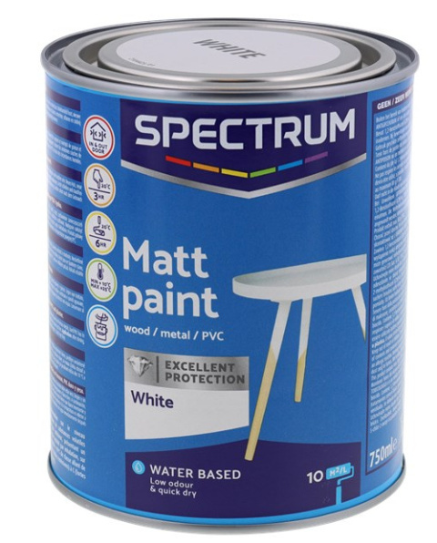 Lakier akrylowy biała 0,75L White PREMIUM wodna mat