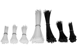 Zestaw 650szt opasek ściągaczy tryt nylon BLACK WHITE