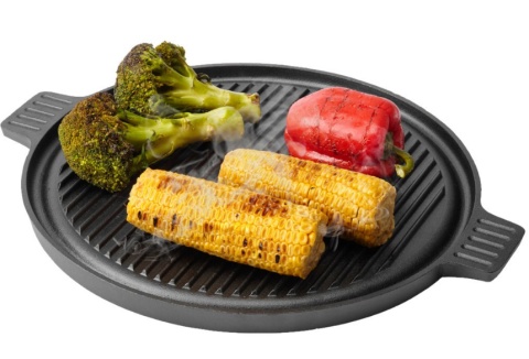 Grill płyta żeliwna dwustronna 43cm na ognisko szczotka