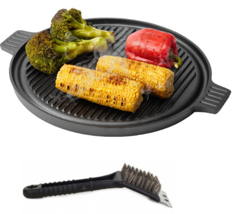 Grill płyta żeliwna dwustronna 43cm na ognisko szczotka