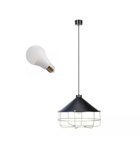 LED Lampa wisząca JULES loft E27 czarna metal