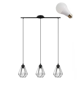 LED Lampa wisząca SOPHIA 3-punktowa E27 czarna metal
